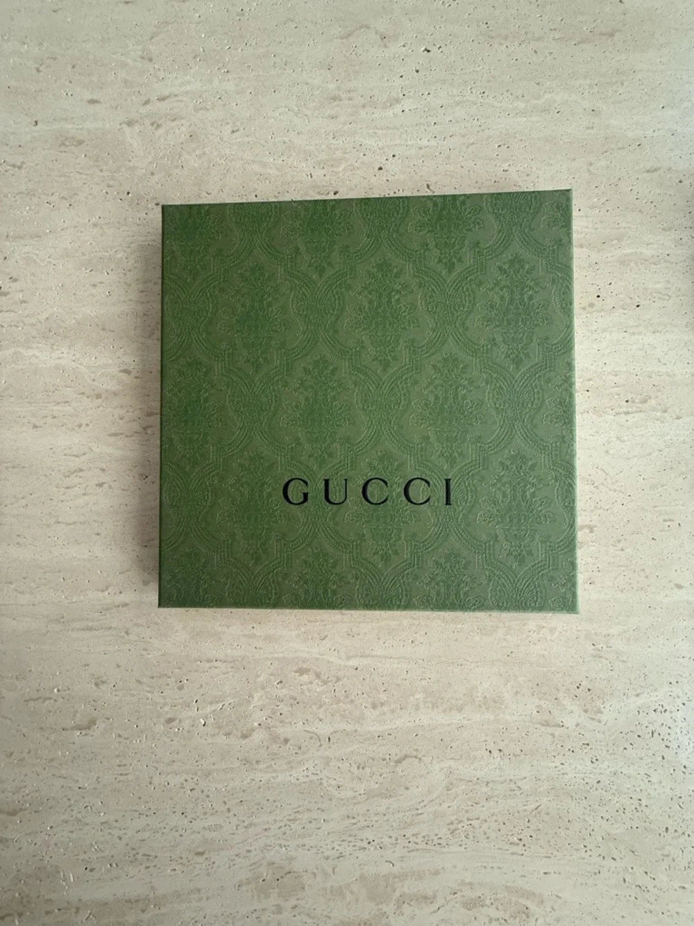 NWT GUCCI Cotton Scarf /Bandana Green & Brown Smiley Face Print Logo Square